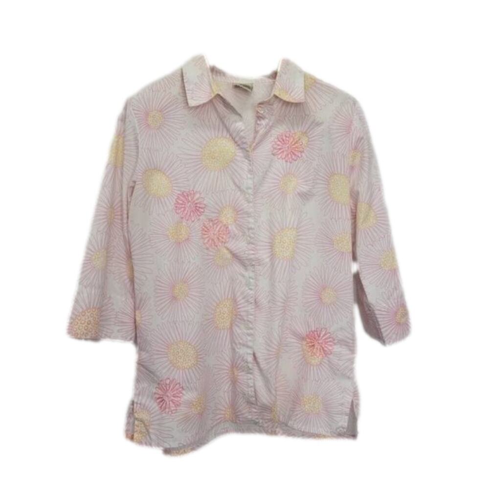 Allison Daley Floral button down with some embroider flowers